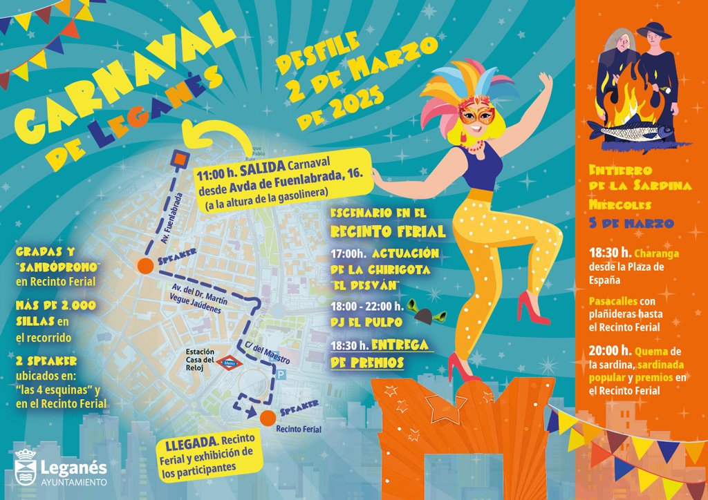 Casi 2.500 personas participarán el domingo 2 de marzo en Leganés en el gran desfile de Carnaval y la actuación de Chirigotas