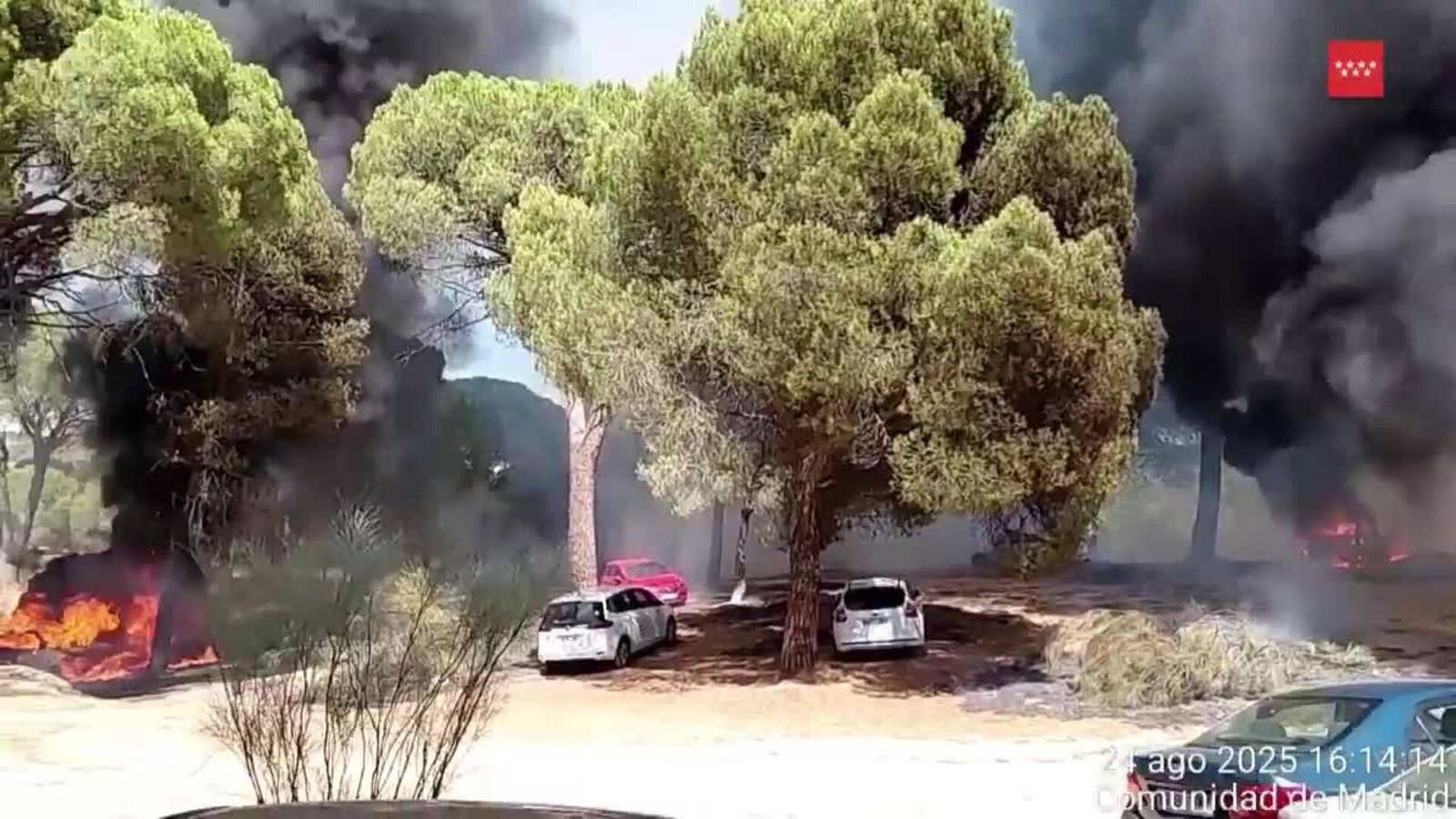 Arden cuatro coches en el aparcamiento de la ermita de San Martín de Valdeiglesias