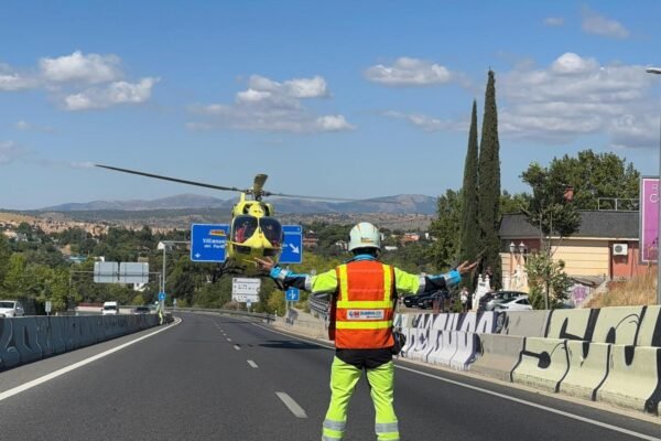 Un helicóptero del Summa 112 en Las Rozas de Madrid.