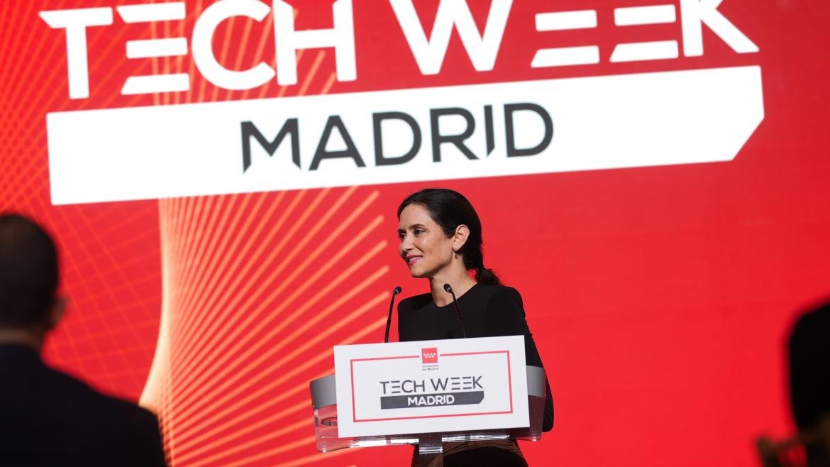 La presidenta Isabel Díaz Ayuso durante la presentación de Madrid Tech Week