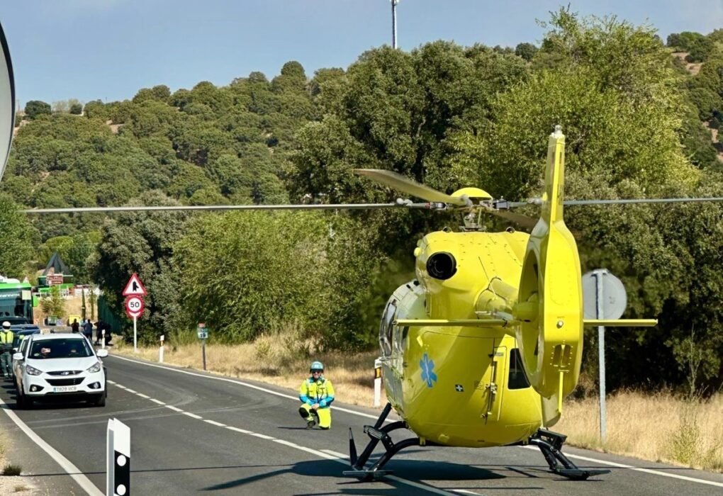 Dos heridos graves en colisión de turismos en la M-507 a la altura de Aldea del Fresno