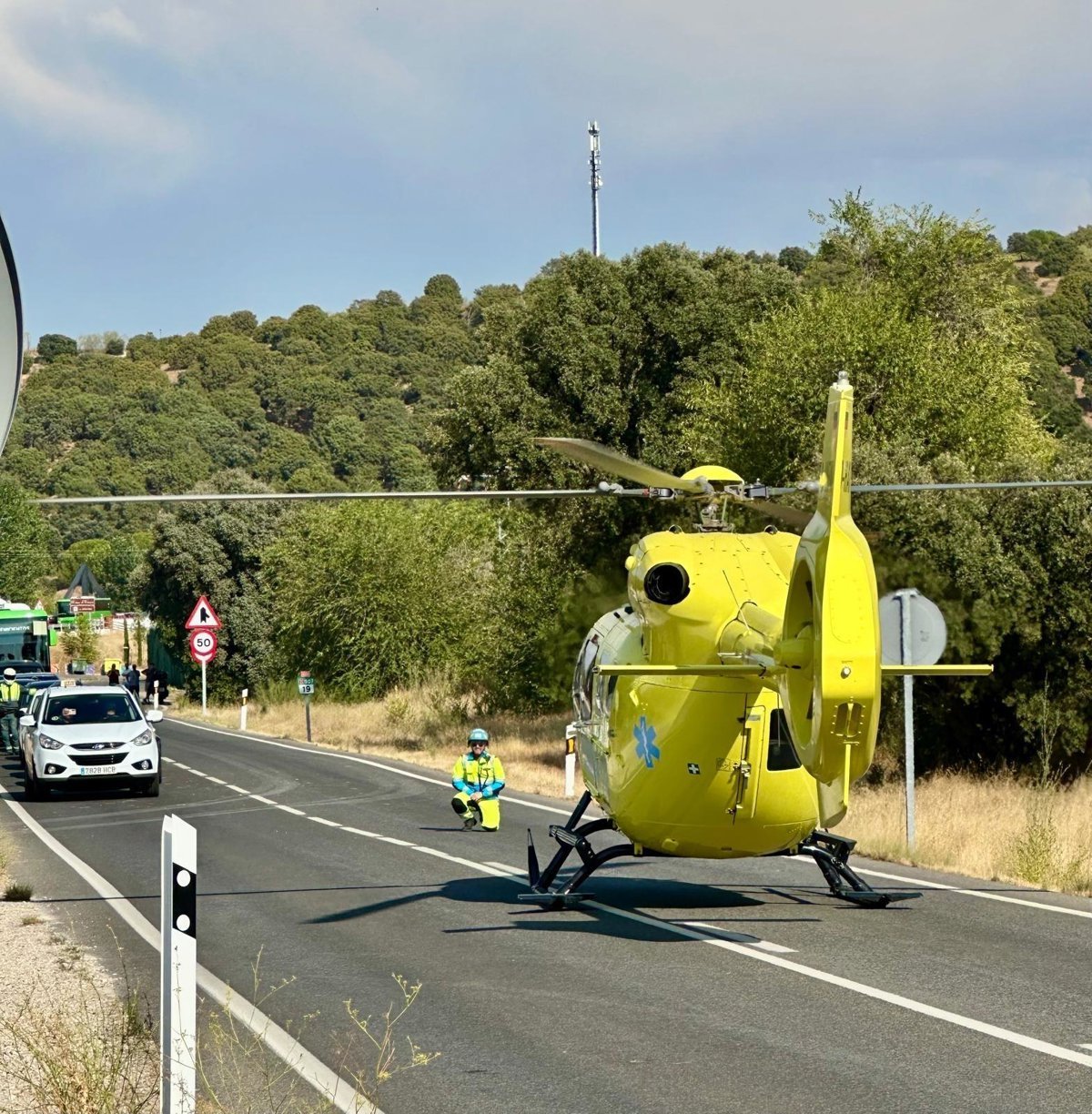 Dos heridos graves en colisión de turismos en la M-507 a la altura de Aldea del Fresno