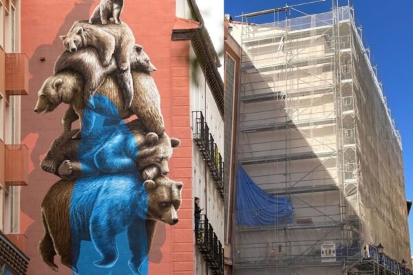 Madrid dice adiós al mural de la pirámide de osos que reflexionaba sobre la naturaleza